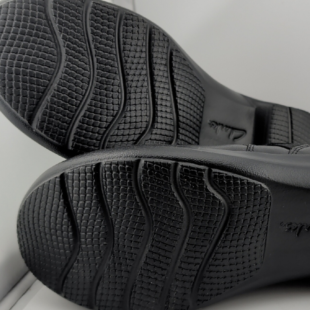 Clarks Black Leather Slip-On Comfort Mules - Picture 3 of 7
